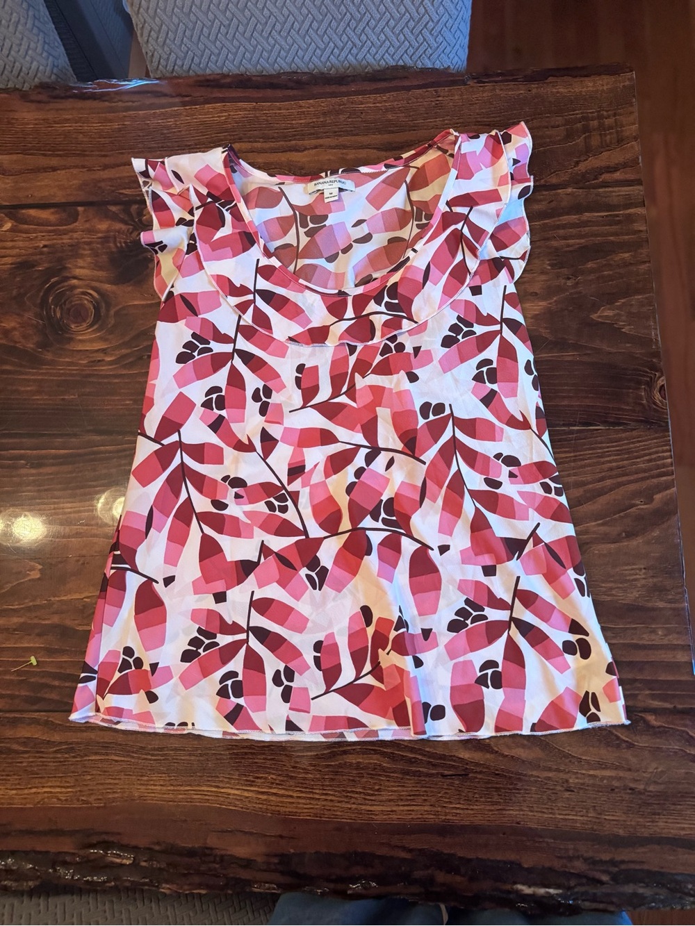 Banana Republic Pink Multi-Print Ruffle Sleeve Camisole